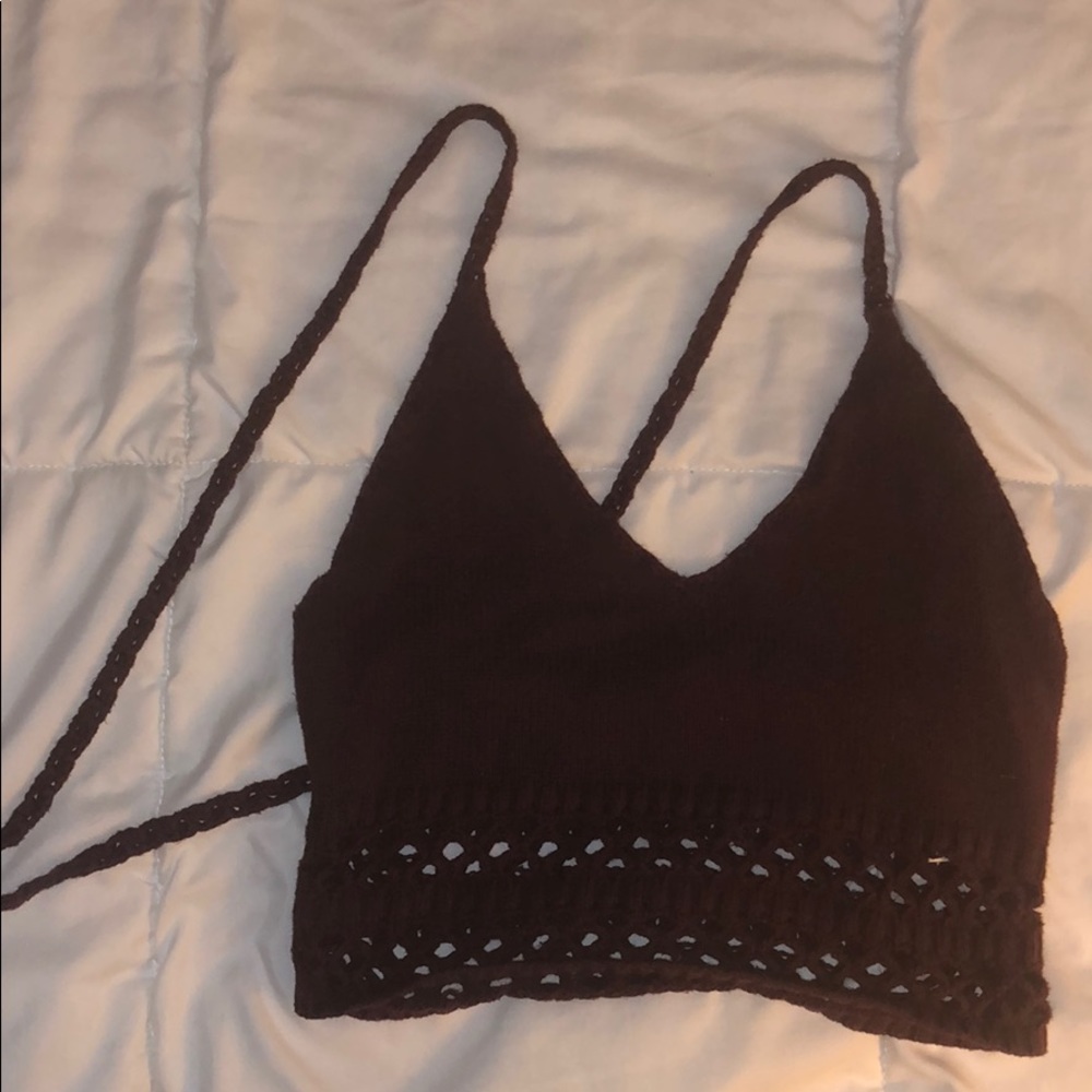 Maroon knit crop top (small)